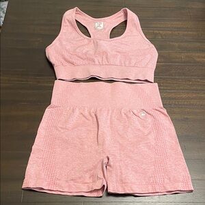 New Look Blush Pink Sports Bra and Shorts Set